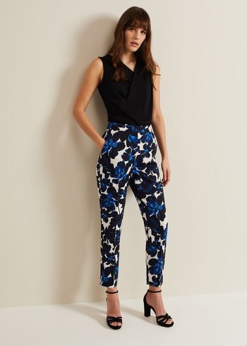 Phase Eight Caddie Florals Trousers Blue Canada | DKGIOY-186